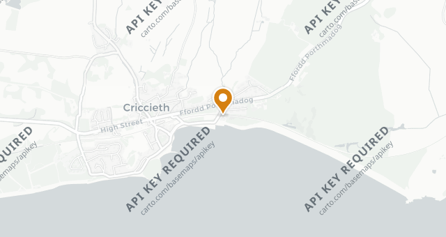 Map showing Dylan’s Criccieth